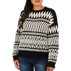 Womens Aztec Crew Neck Long Sleeve Sweater
