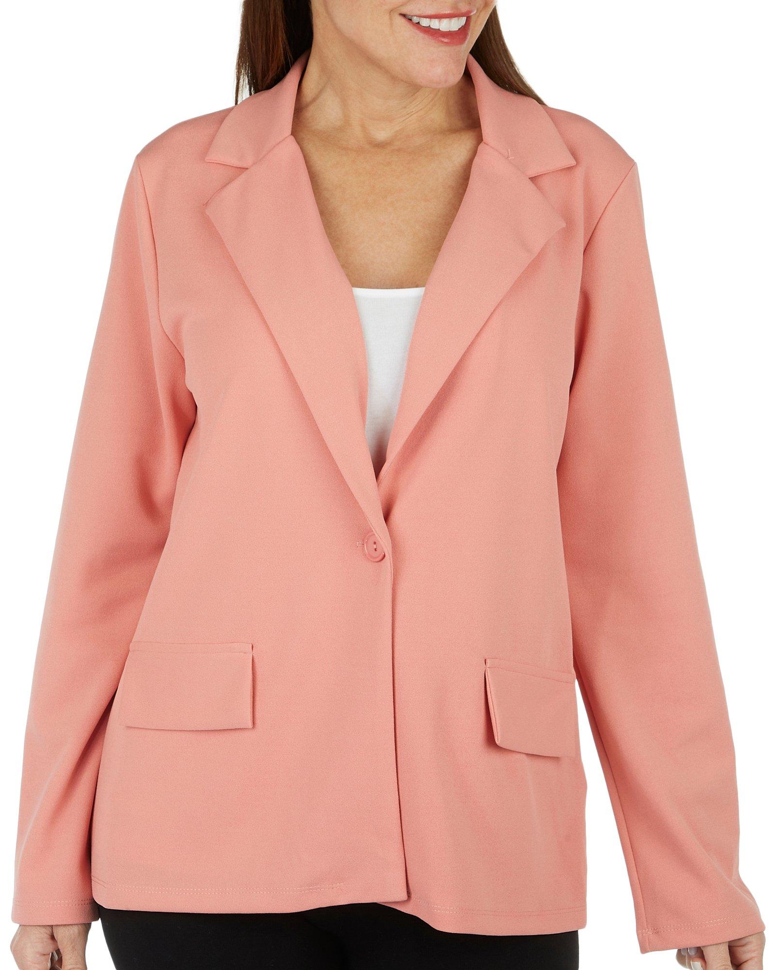Scarlett Womens Solid Techno Crepe Blazer