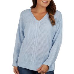 Womens Cable Knit Front and Back Scoop Neck Knit Sweater