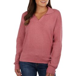 Womens Ribbed Spread Neck Knit Sweater