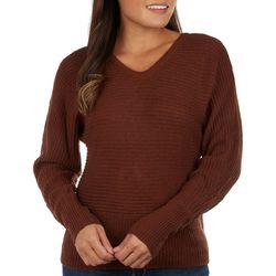 Womens Ribbed Front and Back Scoop Neck Knit Sweater