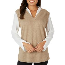 Womens Solid Cable Cardigan Tank Long Sleeve Top