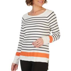 Womens Soft Striped Long Sleeve Sweater