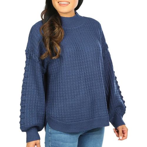 Democracy Womens Mock Neck Whip Stitched Sweater
