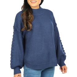 Womens Mock Neck Whip Stitched  Sweater