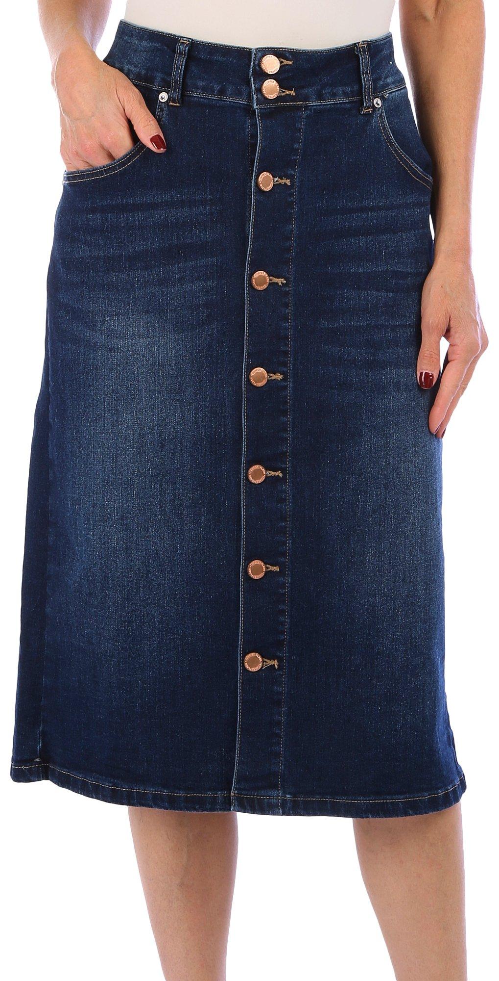 Womens Button Front Skirt