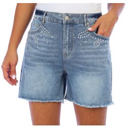 COPPERFLASH Womens Embellished Pocket Denim Shorts