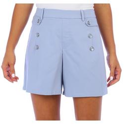 Womens Solid Sailor Embellished Button Shorts