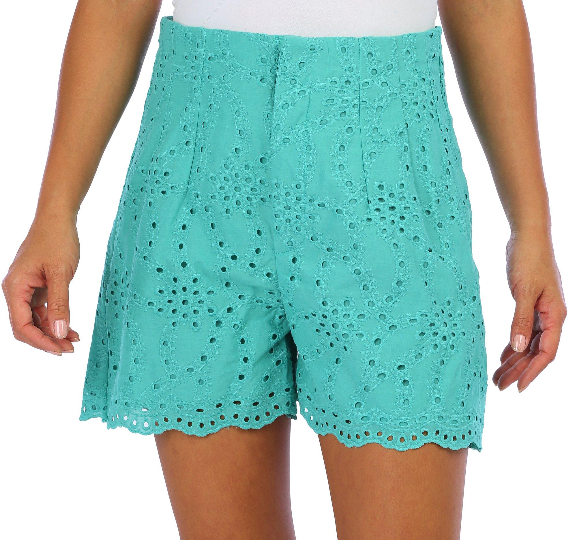 Womens Solid Lace Shorts