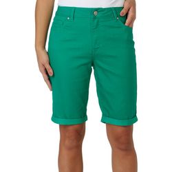 D. Jeans Womens 10 in. Solid Twill High Waist Bermuda Shorts