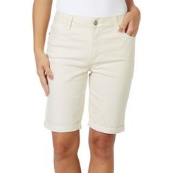 D. Jeans Womens 10in Solid Twill High Waist Bermuda Shorts