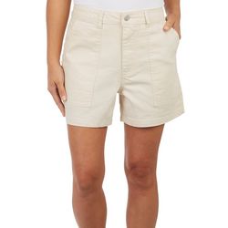 D. Jeans Womens Solid 5 in. Twill High Waist Shorts