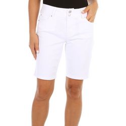 D. Jeans Womens 10 in. Solid Double Button High Waist Shorts