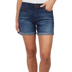 D. Jeans Womens Denim Button Fly Rolled Cuff Shorts