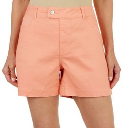 D. Jeans Womens Solid Extended Tab Button Twill Shorts