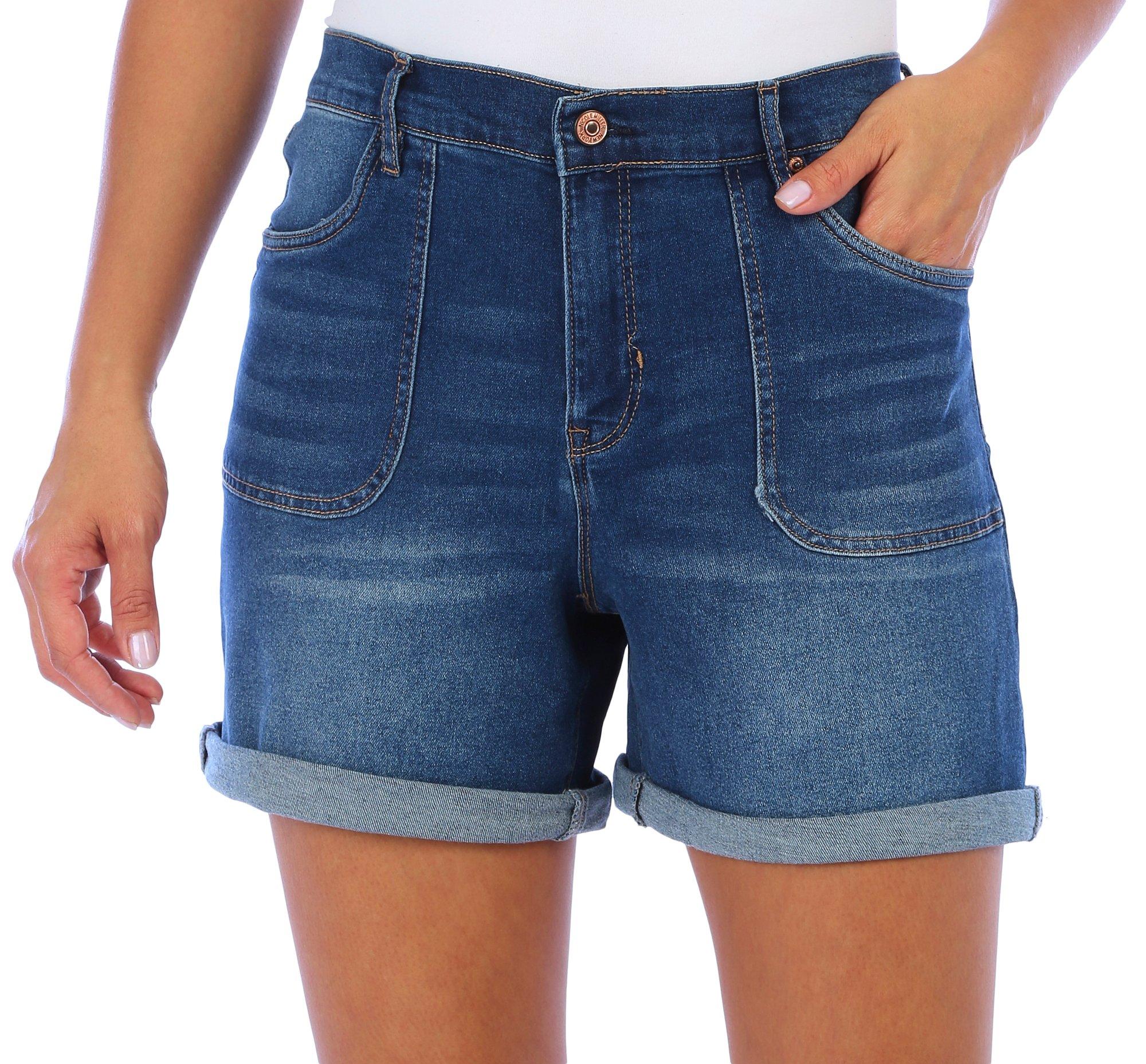 Nicole Miller Womens Cuffed Denim Shorts