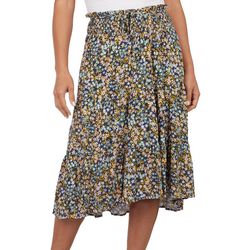 Bunulu Womens Floral Print Tiered High Low Midi Skirt