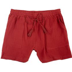Womens Solid Cotton Pocket Shorts
