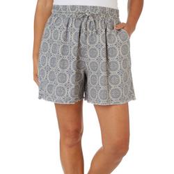 Womens Print Fray Cuff Pull-On Shorts
