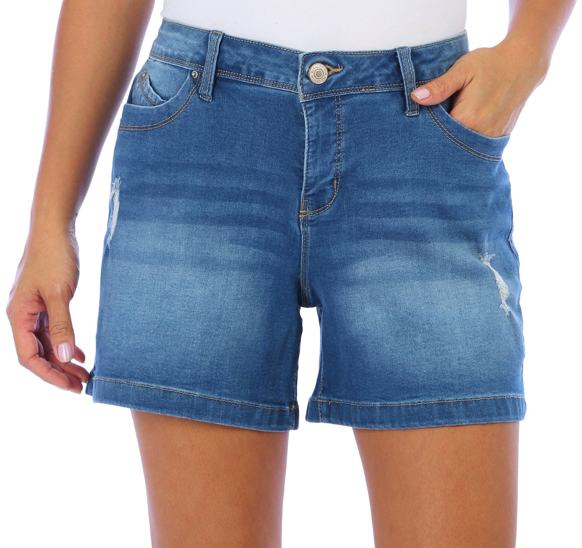 Womens Distressed Denim Shorts