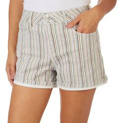 Womens 5'' Striped Roll Cuff Hem Shorts