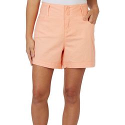 Womens 5 in. Solid Three Button Tummy Control Shorts