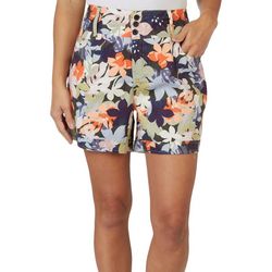 Womens 5 in. Printed Three Button Tummy Control Shorts