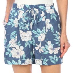 Blue Sol Womens Floral Drawstring Linen Shorts