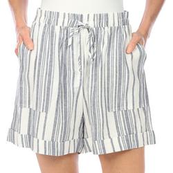 Womens Striped Drawstring Linen Shorts