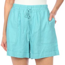 Blue Sol Womens Solid Drawstring Linen Shorts