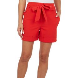 Cooper & Ella Womens Solid Belted Twill Shorts