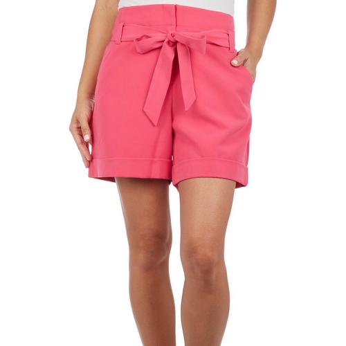 Cooper & Ella Womens Solid Belted Twill Shorts
