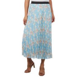 Blue Sol Womens Floral Accordion Maxi Skirt