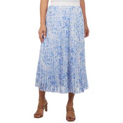 Blue Sol Womens Printed Accordion Midi Skirt