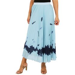 Blue Sol Womens Tie-Dye Print Accordion Midi Skirt