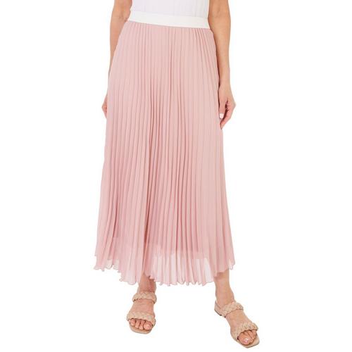 Blue Sol Womens Solid Pleated Skirt