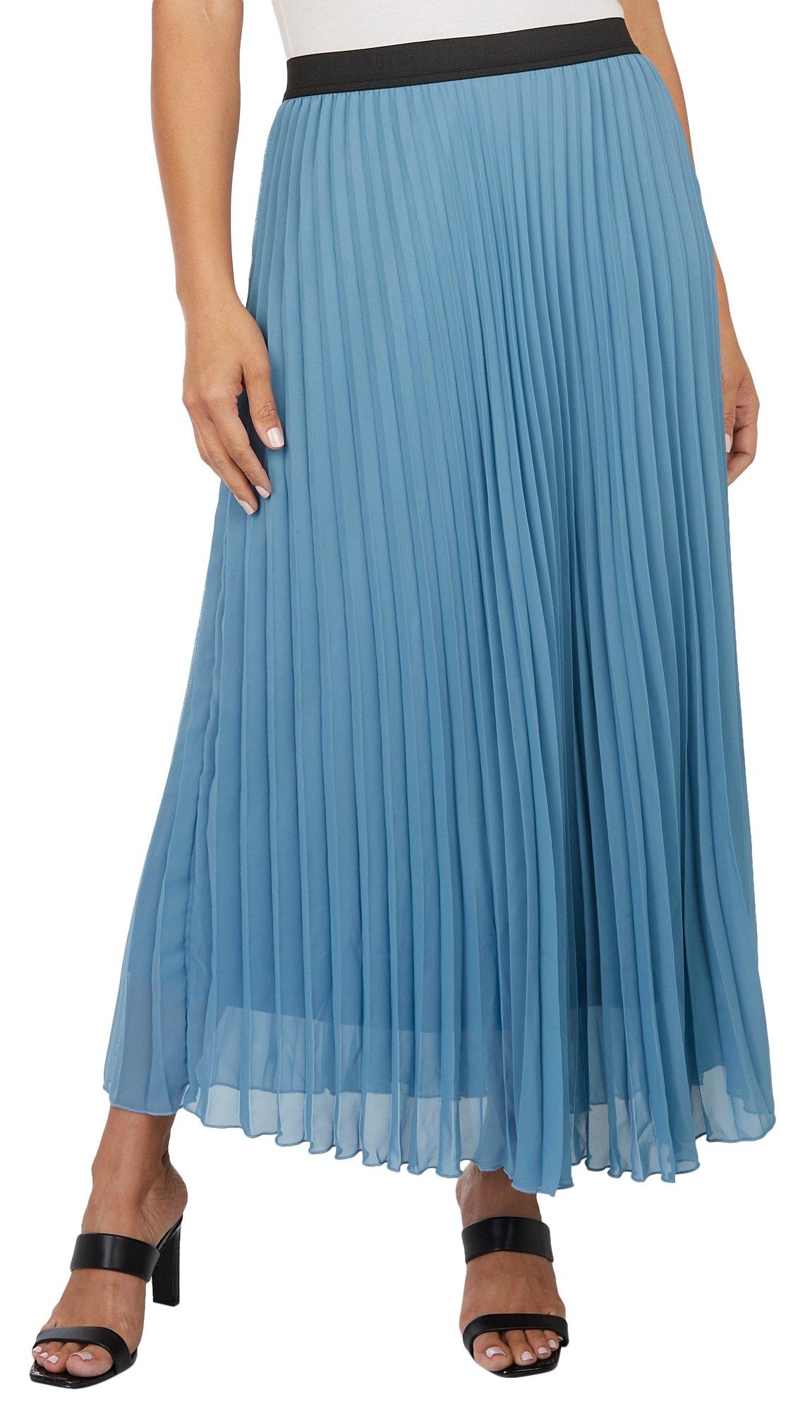 Blue Sol Womens Solid Pleated Maxi Skirt