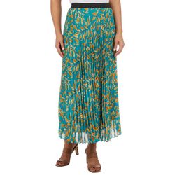 Blue Sol Womens Leaf Accordion Midi Skirt