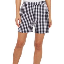 Fit Sight Womens Gingham Pull On Flat Front Shorts