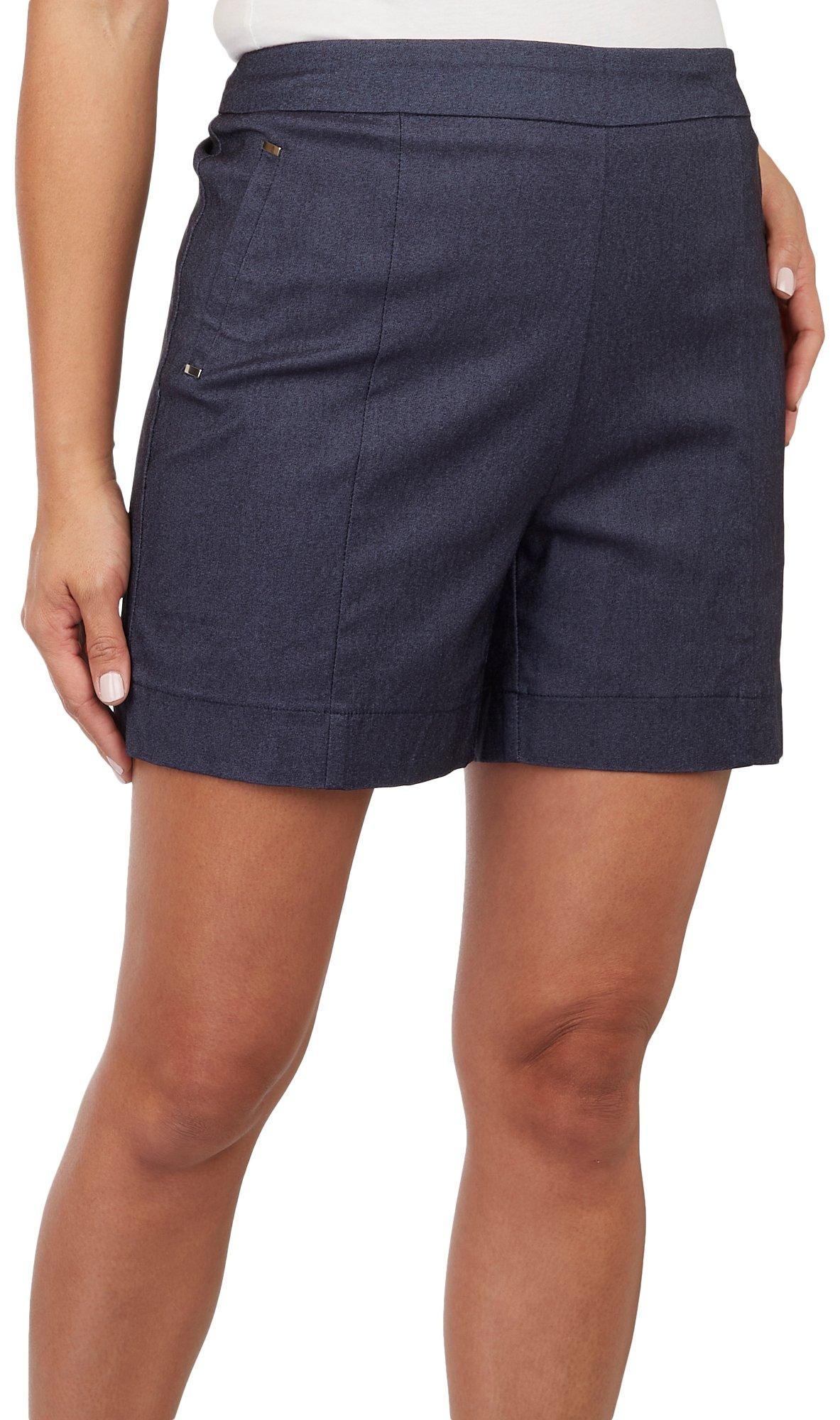 Fit Sight Womens Solid Pull On Flat Front Shorts
