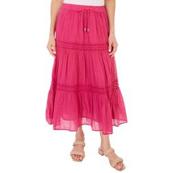 Mlle Gabrielle Womens Tiered Lace Inset Skirt