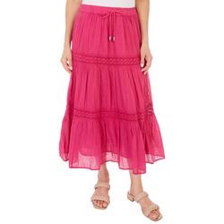 Womens Tiered Lace Inset Skirt