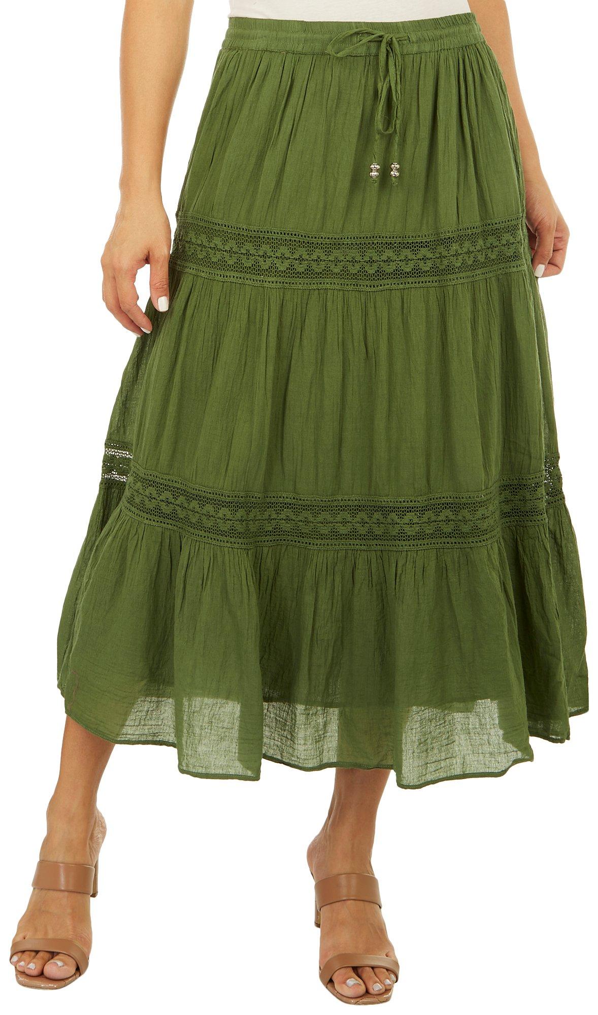 Womens Solid Tiered Skirt
