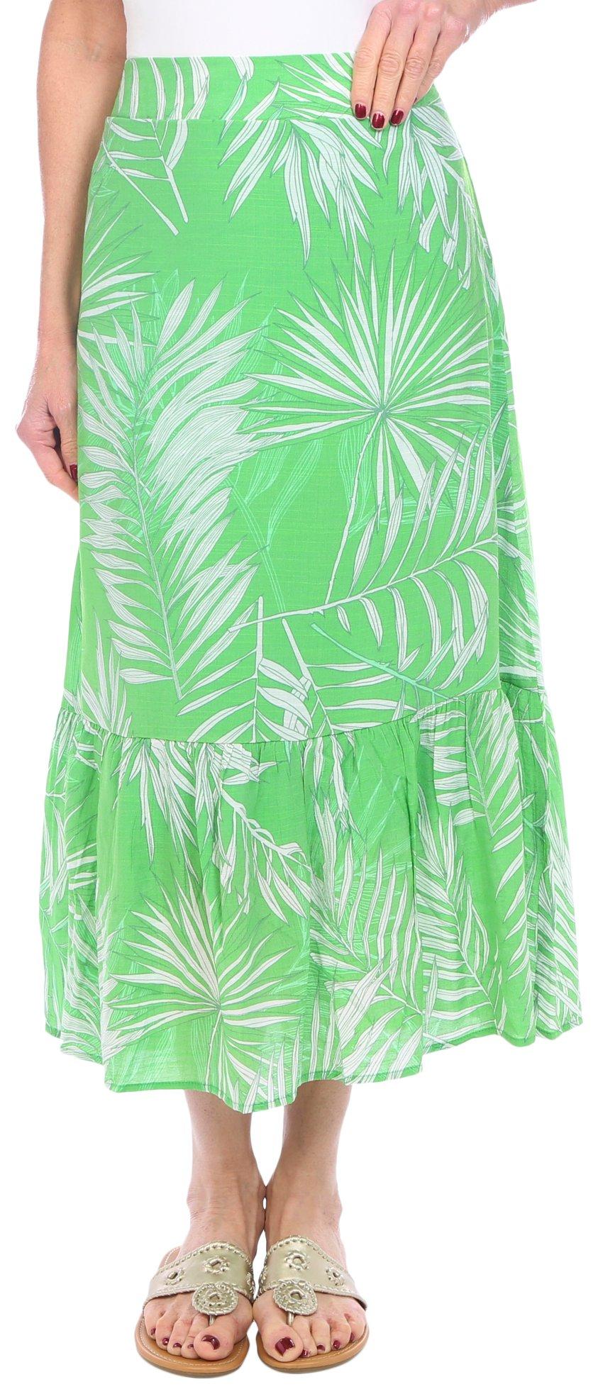 MLLE GABRIELLE Womens Palm Tiered Skirt