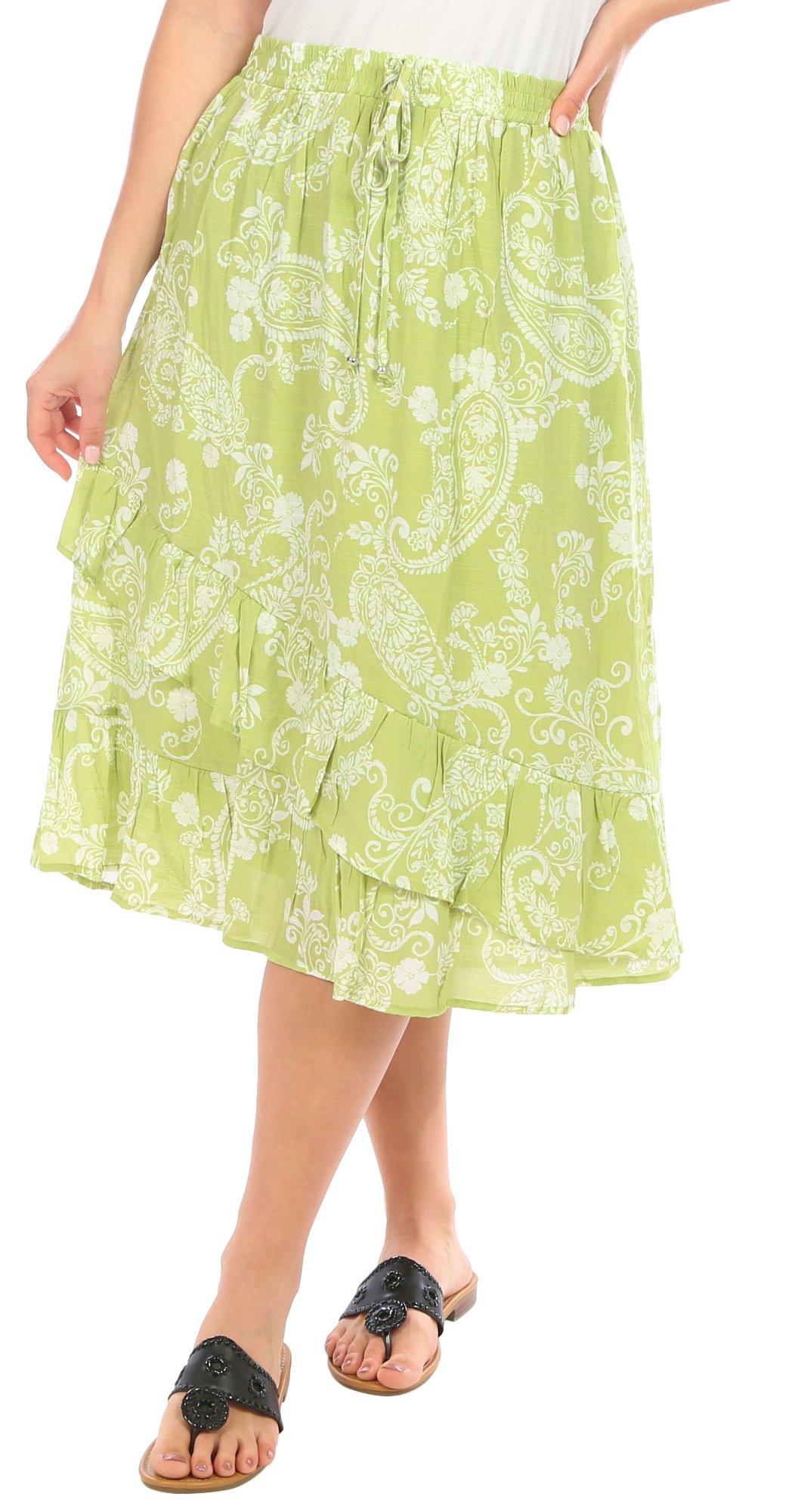Mlle Gabrielle Womens Print Wrap Skirt