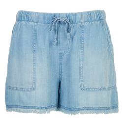 Womens Solid Tencel Pocket Shorts