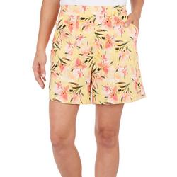 Womens Pull On Floral Stretch Shorts