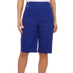 Womens 12 in. Solid Button Shorts