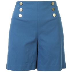 Counterparts Womens Solid Sailor Decorative Button Shorts