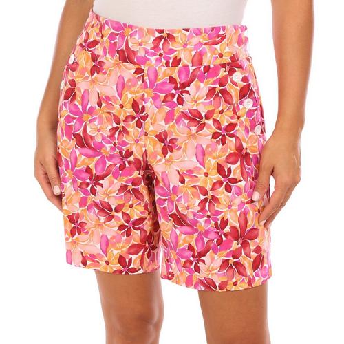 Counterparts Womens Button Accent Floral Sailor Shorts